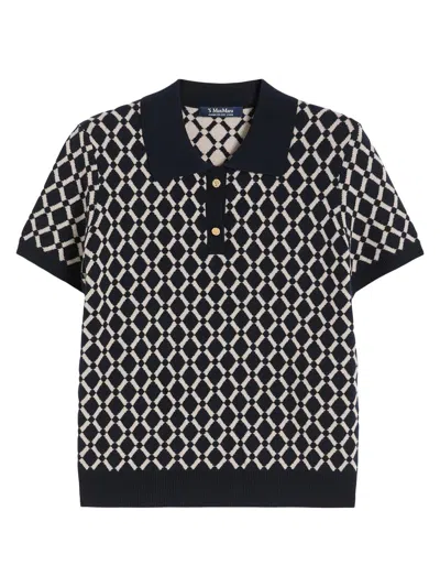 Max Mara Women's Jacquard Wool Polo Shirt In Black
