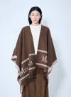 Max Mara Women Jacquard Wool Poncho In Brown