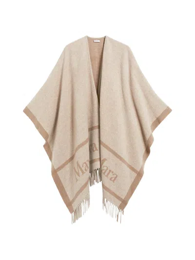 Max Mara Women's Jacquard Wool Poncho In Sand