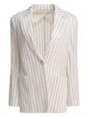 Max Mara Striped Blazer With Front Pockets And Lapels In White