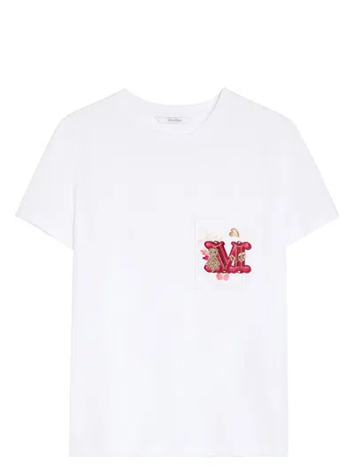 MAX MARA WOMEN'S JERSEY T-SHIRT WITH EMBROIDERED POCKET