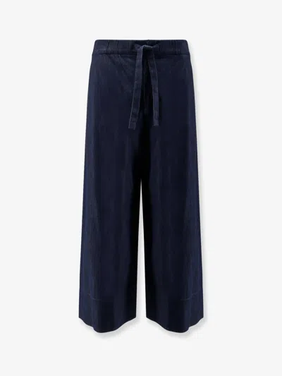 Max Mara Women Jour Cotton Trousers In Blue