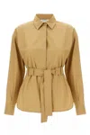 Max Mara Belted Button-up Long-sleeved Shirt In Cream