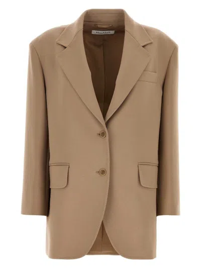 MAX MARA WOMEN'S KHAKI STRETCH WOOL BLAZER