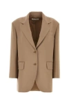 Max Mara Women Khaki Stretch Wool Blazer In Green