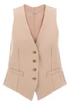 Max Mara Sleeveless V-neck Vest With Adjustable Back Strap In Pink
