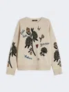 Max Mara Ribbed Fit Crewneck Sweater With Iconic Embroidery In Neutral