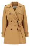 Max Mara Landa Cotton Poplin Short Trench Coat In Brown