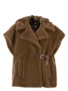 Max Mara Lanoso4 Teddy Fabric Vest Cape In Camel