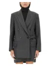 Max Mara Double-breasted Wool Blazer In Grey