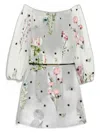 Max Mara Printed Taffeta Balloon Dress In Optic White