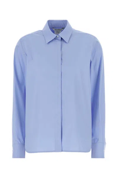 MAX MARA WOMEN LIGHT BLUE REGULAR SOLID SHIRT, XL LUXURY SHIRTS FOR WOMEN DARVEYS