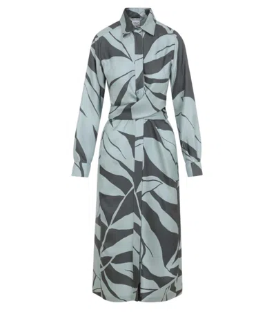 Max Mara Green Robinia Silk Midi Dress In Blue