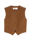 Max Mara Edda Camel Light Leather Vest In Brown