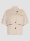 Max Mara Short Sleeve Asymmetric Neck Textured Coat In Neutral