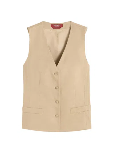 Max Mara Women's Linen Canvas Gilet In Brown