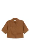 Max Mara Linen Shirt With Adjustable Side Straps In Leather Brown