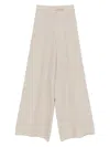 Max Mara Beige Linen Wide-leg Trousers In Neutral