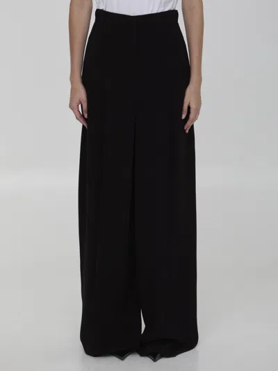 Max Mara Pleated Velvet Trousers In Black