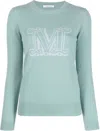 Max Mara Logo Cashmere Sweater In Grey