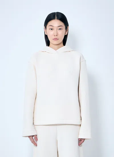 Max Mara Women Logo Embroidery Hooded Sweatshirt In White