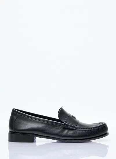 Max Mara Women Logo Plaque Leather Loafers In Black