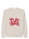 Max Mara Monogram Wool-blend Crewneck Sweater In Brown