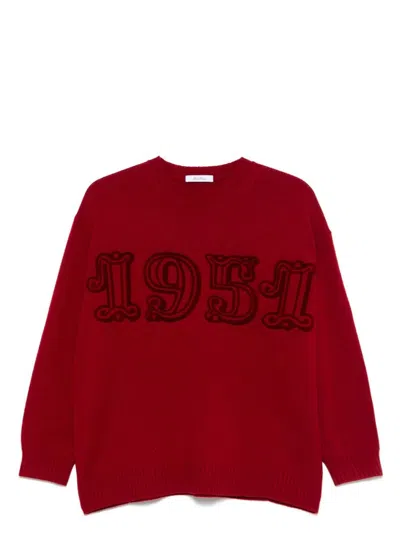 Max Mara Women's Logo Wool And Cashmere Jumper Sweater In Red