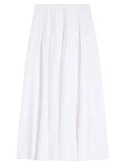 Max Mara Maxmara Skirt Long Cotton Poplin In White