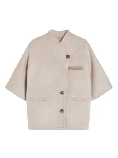 Max Mara Women's Long Cropped Cape In Cashmere Drap In Sand