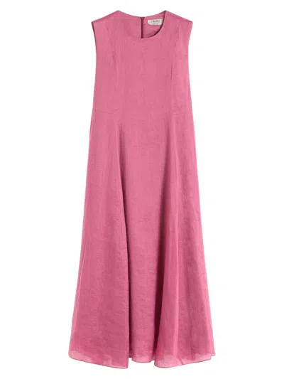 Max Mara Women's Long Ramie Dress In Pink