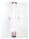 Max Mara White Maxi Dress With Classic Collar And Belted Waist In White