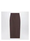 Max Mara Pianosa Denim-effect Midi Skirt In Brown