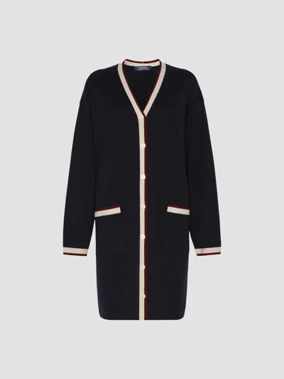 Max Mara Women's Long Wool Yarn Cardigan In Ultramarine