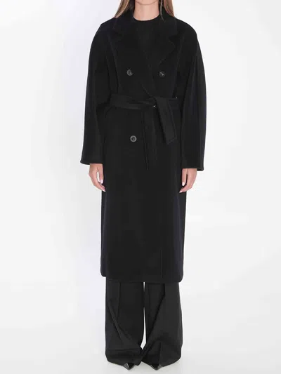 Max Mara Madame Belted Notch-lapel Coat In Black