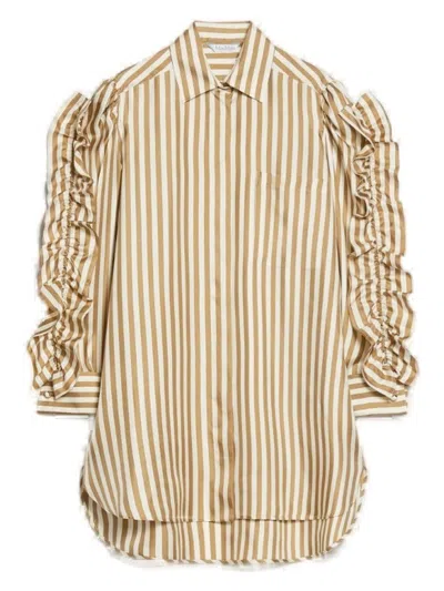 Max Mara Striped Shirt Dress In Beige
