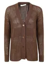 Max Mara V-neck Sheer Knit Ribbed Cardigan