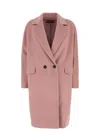 Max Mara Studio Marella Double Breasted Coat In Pink