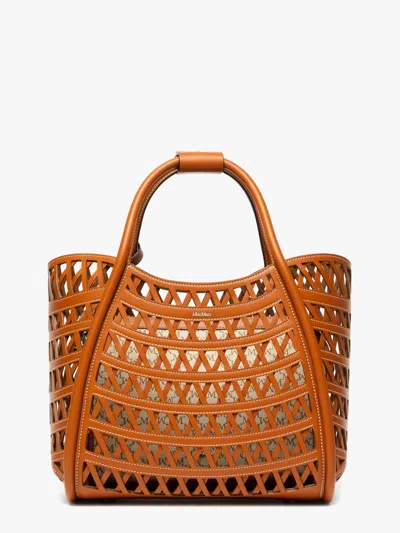 Max Mara Women Marines Weaving Perforated Leather Handbag With Internal Clutch
