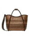 Max Mara Jacquard Raffia-effect Fabric Small Marine Bag In Tobacco