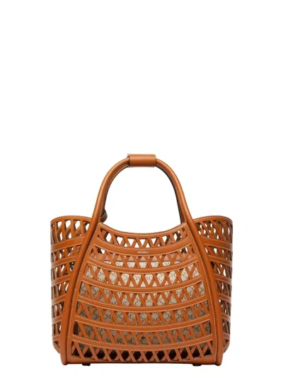 【国内送関税込】MAX MARA ☆ Small Marine Woven ハンドバッグ Woven leather small Marine bag, dark brown | 