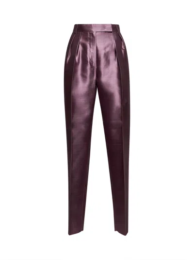 Max Mara Women Mauve Mikado Adige Trousers In Burgundy