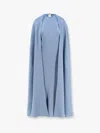 Max Mara Pianoforte Women Managua Pure Silk Crepe De Chine Dress With Cape In Blue
