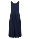 Max Mara Blue Cotton Poplin Moira Ss Long Dress In Blue