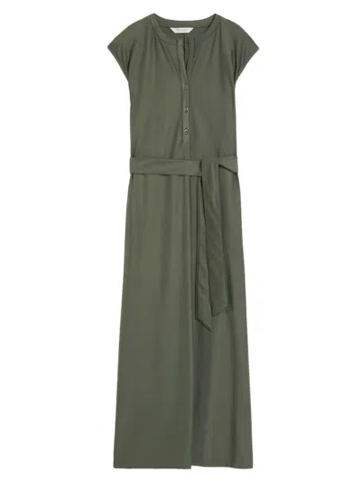 Max Mara Women's Megaton Jersey Belted Midi Dress In Dark Green