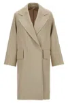Max Mara Belted Double-breasted Trench Coat With Flap Pockets In Cream
