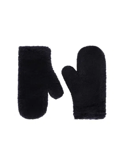 Max Mara Women's Mittens In Alpaca And Wool Teddy Fabric In Black