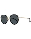 Max Mara Women's Oval Alt Fit Sunglasses Mm0109-k 01a Black/gold 54mm In Black