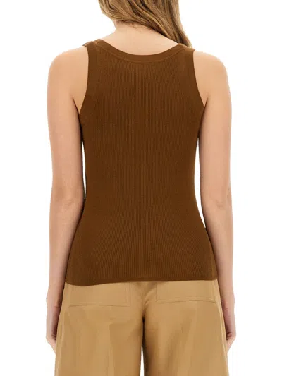 Max Mara Round-neck Vest In Brown