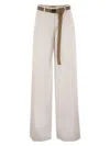 Max Mara Studio Cotton And Linen Trousers In Beige